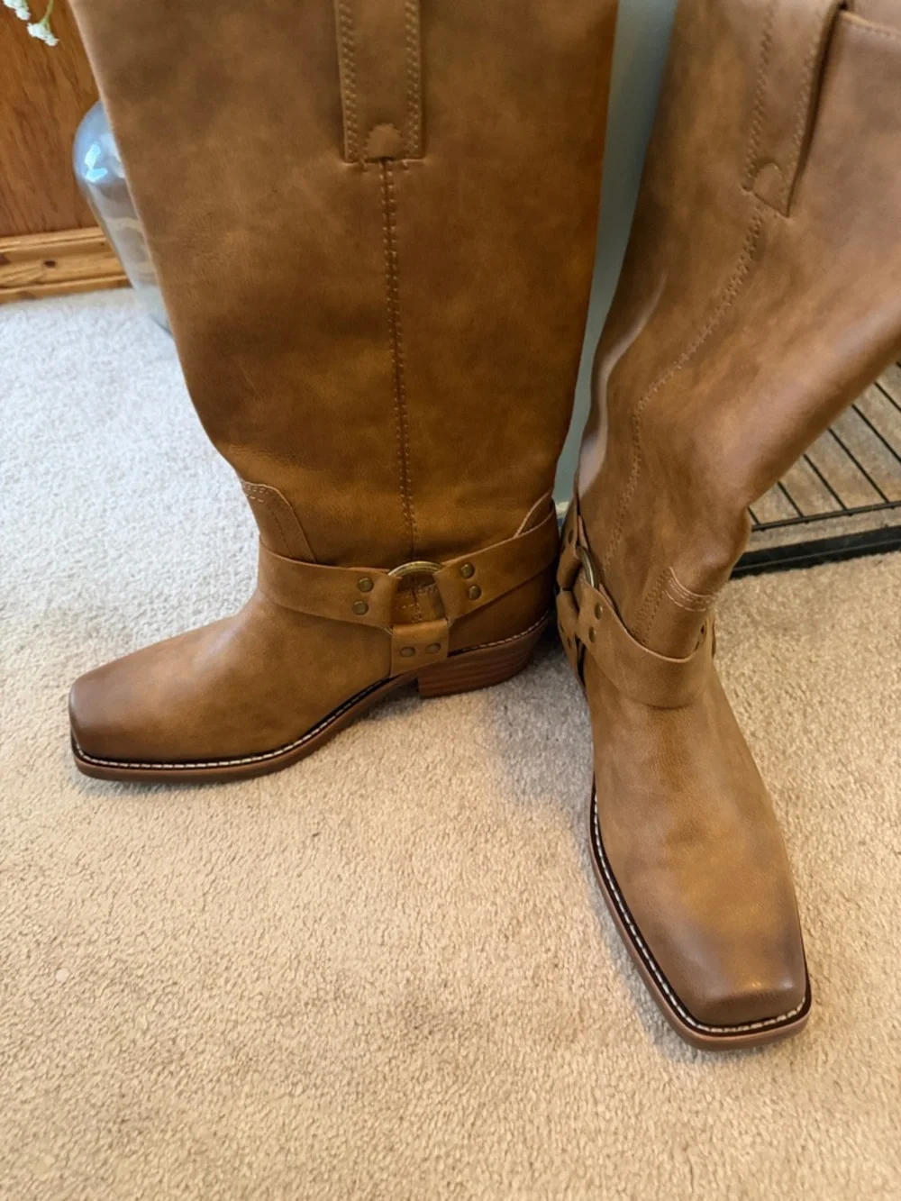 Frye Brown Harness Style Mid-Calf Western Boots - Picture 3 of 4